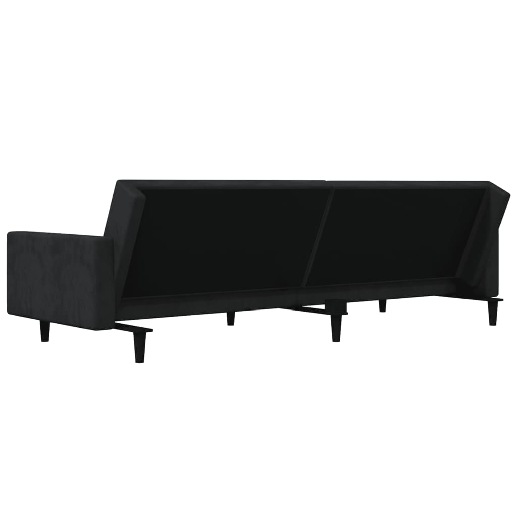 vidaXL 2-Seater Sofa Bed with Two Pillows Black Velvet-8