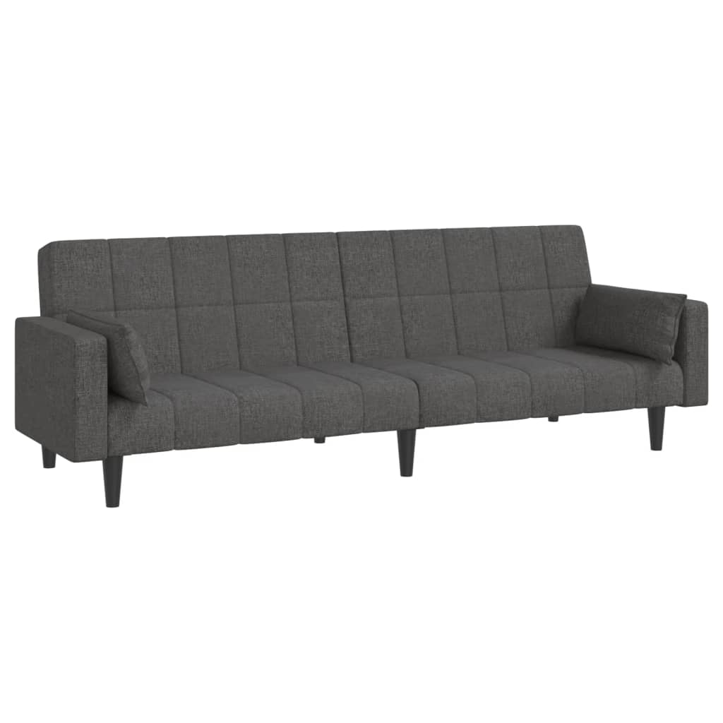 vidaXL 2-Seater Sofa Bed with Two Pillows Dark Gray Fabric-3