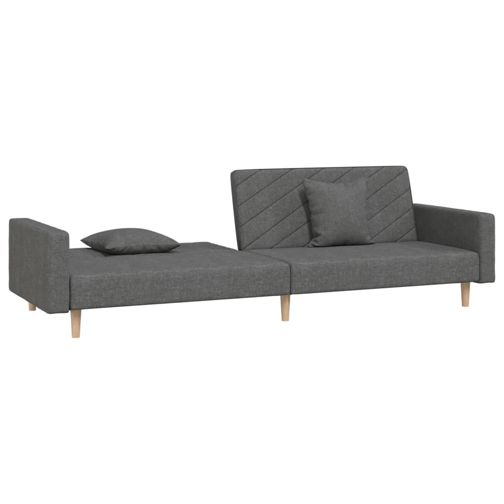 vidaXL 2-Seater Sofa Bed with Two Pillows Dark Gray Fabric-2