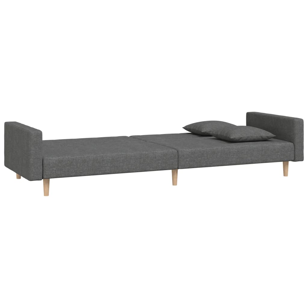 vidaXL 2-Seater Sofa Bed with Two Pillows Dark Gray Fabric-3
