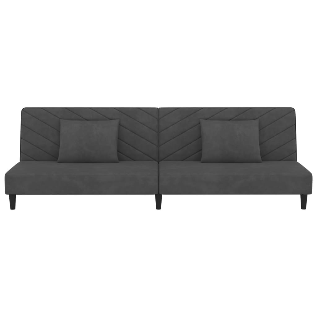 vidaXL 2-Seater Sofa Bed with Two Pillows Dark Gray Velvet-3