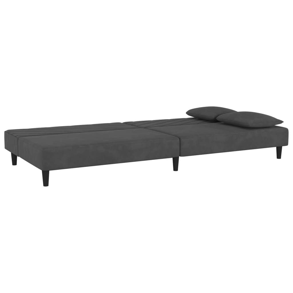 vidaXL 2-Seater Sofa Bed with Two Pillows Dark Gray Velvet-6