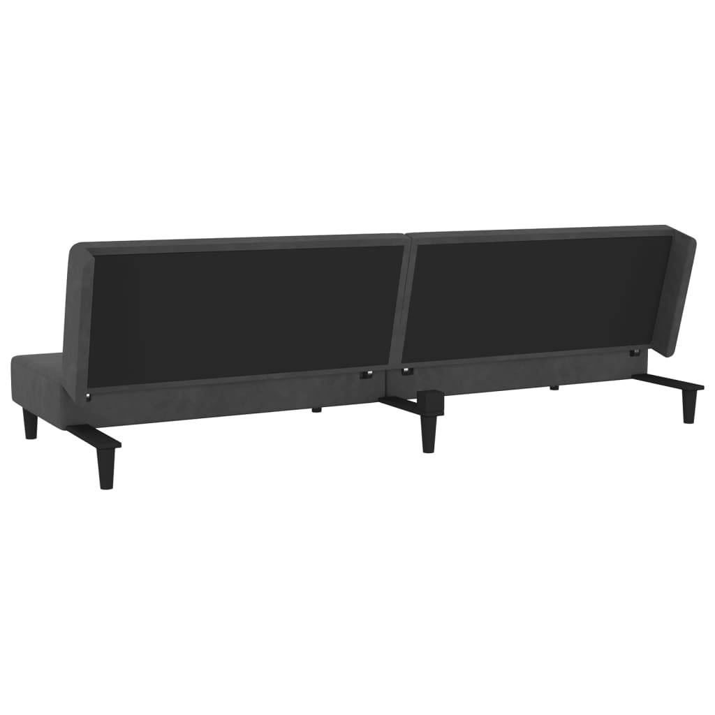 vidaXL 2-Seater Sofa Bed with Two Pillows Dark Gray Velvet-7