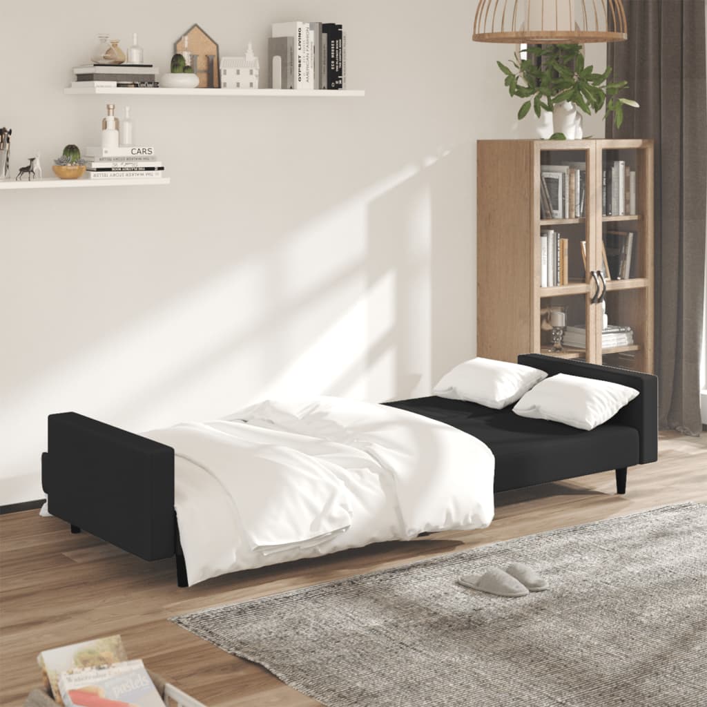 vidaXL 2-Seater Sofa Bed Black Velvet-2