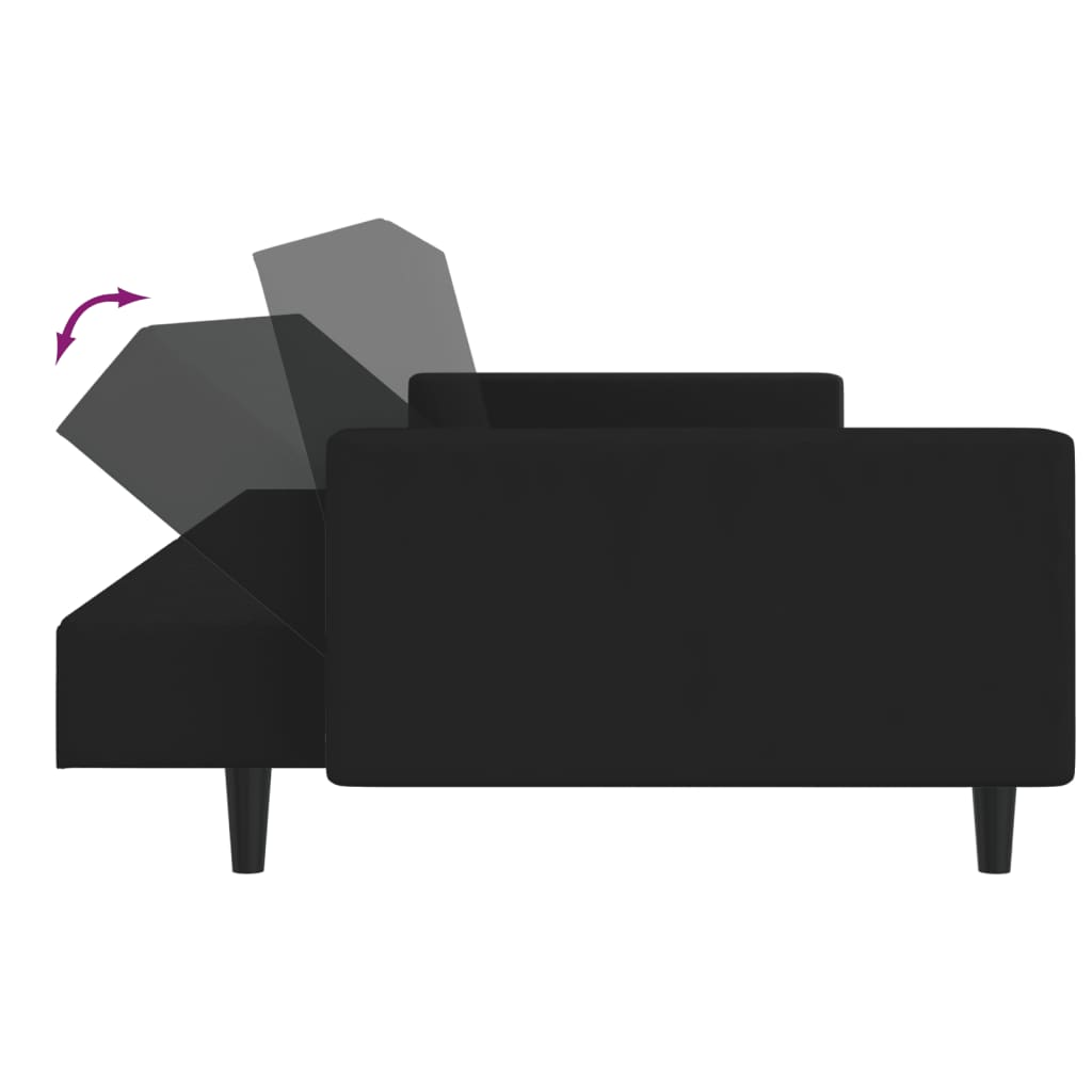 vidaXL 2-Seater Sofa Bed Black Velvet-6