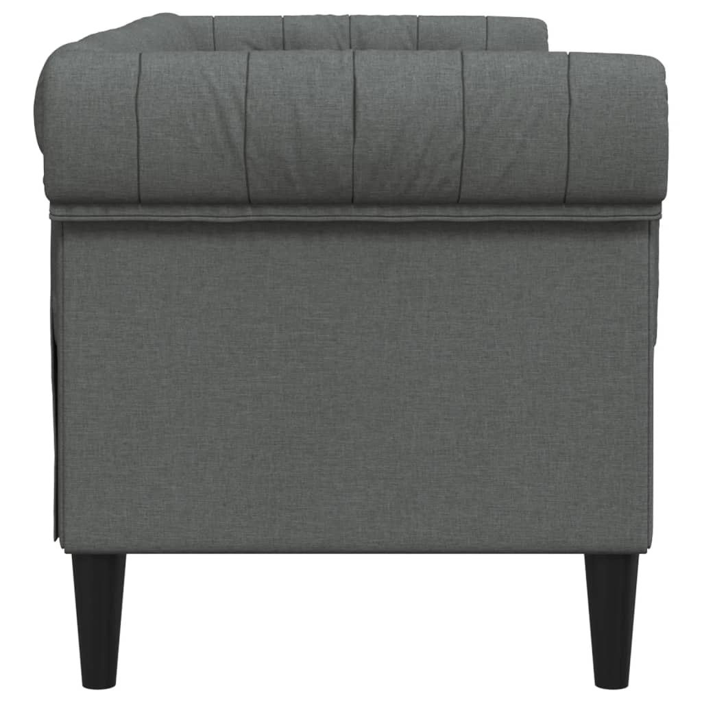 vidaXL Chesterfield Sofa 2-Seater Dark Gray Fabric-4