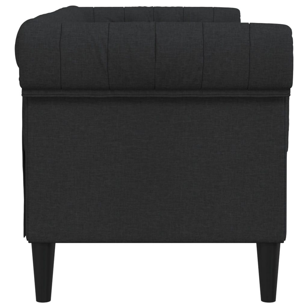 vidaXL Chesterfield Sofa 2-Seater Black Fabric-4