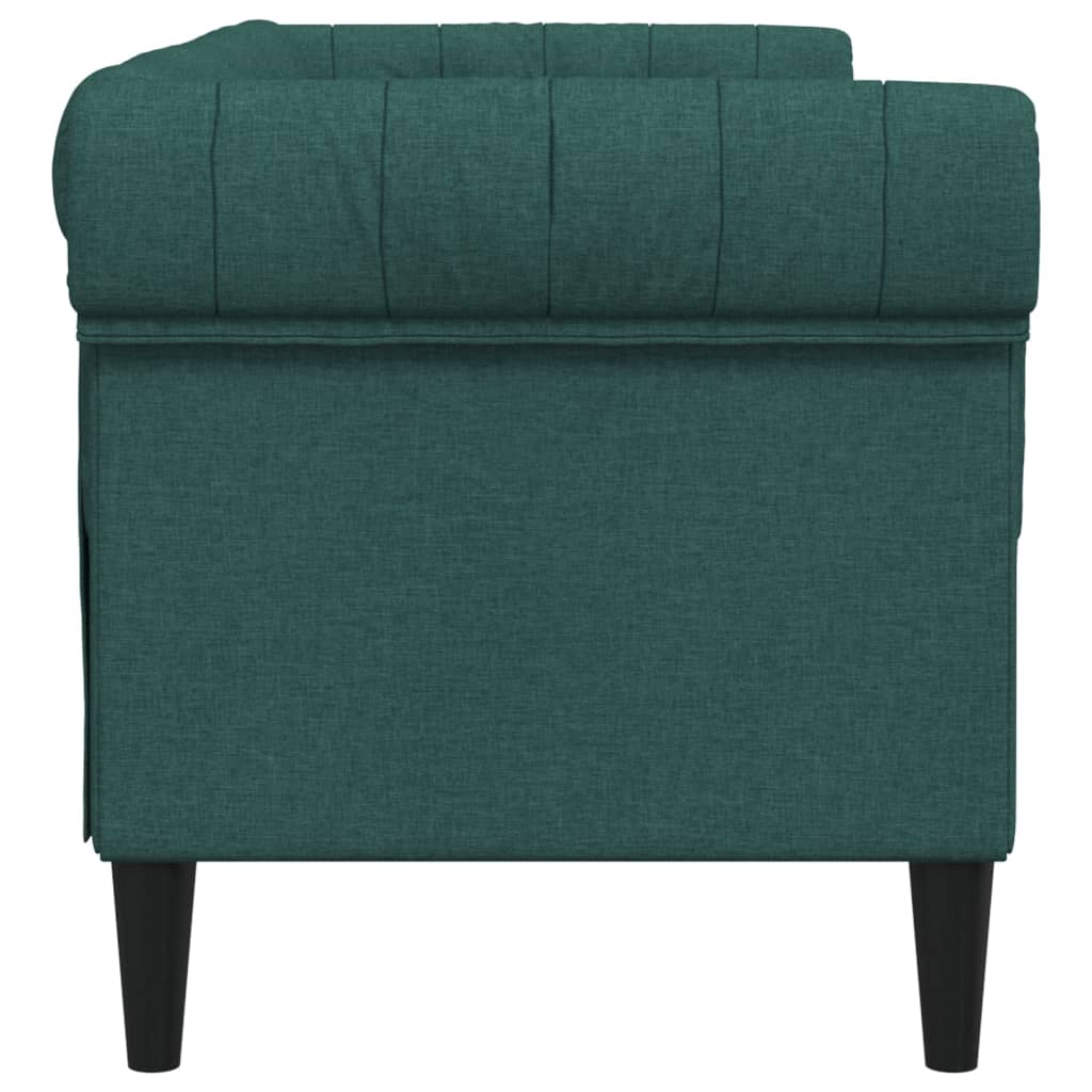 vidaXL Chesterfield Sofa 2-Seater Dark Green Fabric-4