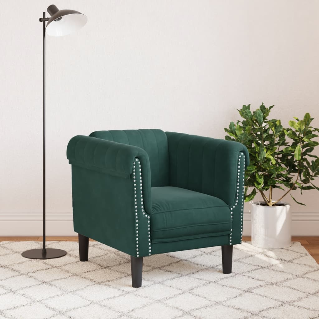 vidaXL Sofa Chair Dark Green Velvet-1