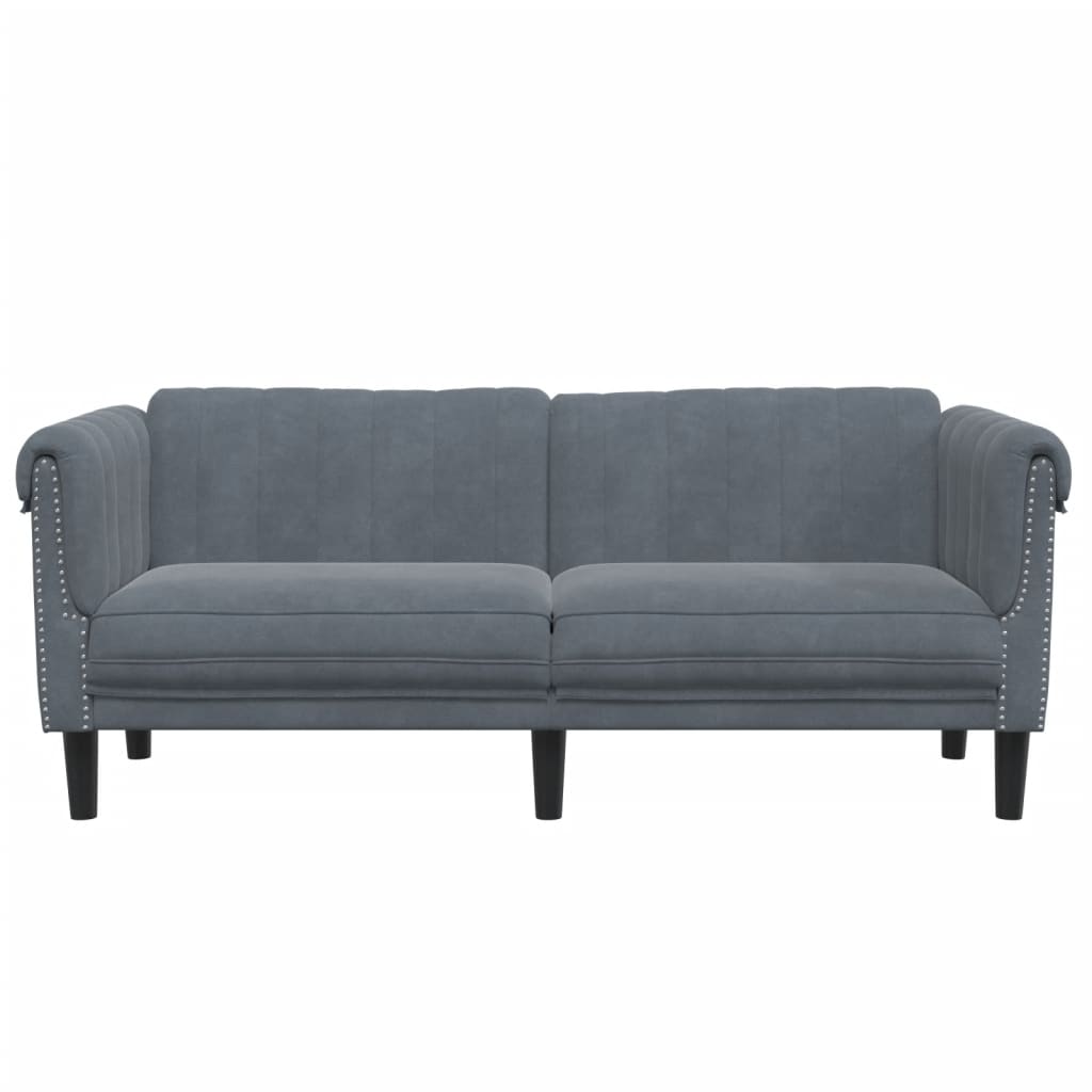 vidaXL Sofa 2-Seater Dark Gray Velvet-2