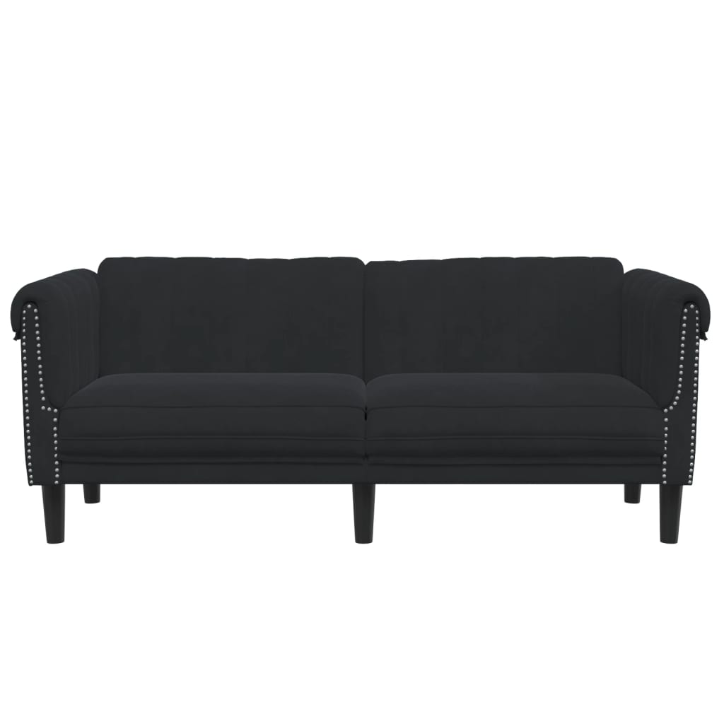 vidaXL Sofa 2-Seater Black Velvet-2