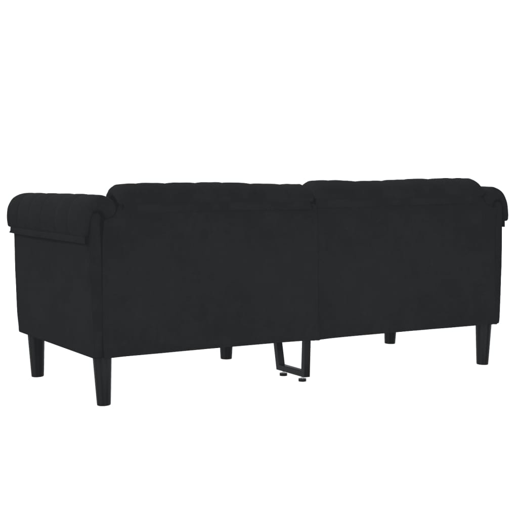 vidaXL Sofa 2-Seater Black Velvet-4