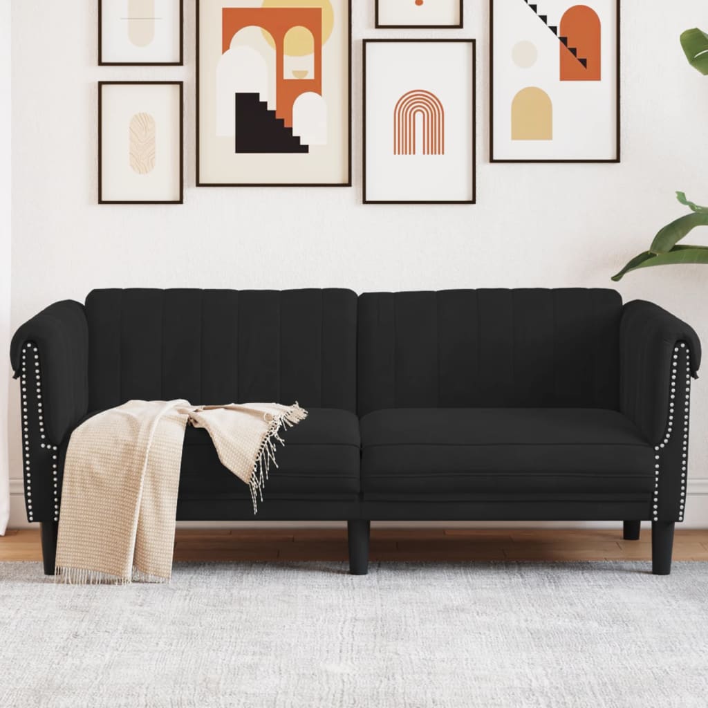 vidaXL Sofa 2-Seater Black Velvet-0