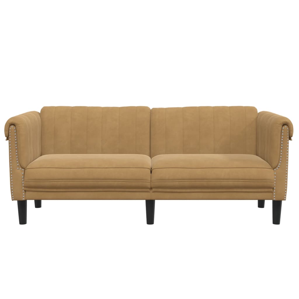 vidaXL Sofa 2-Seater Brown Faux Suede Leather-2