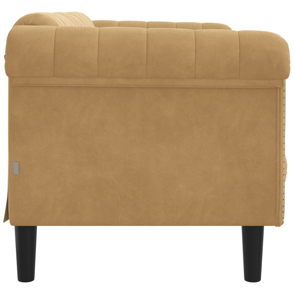 vidaXL Sofa 2-Seater Brown Faux Suede Leather-3