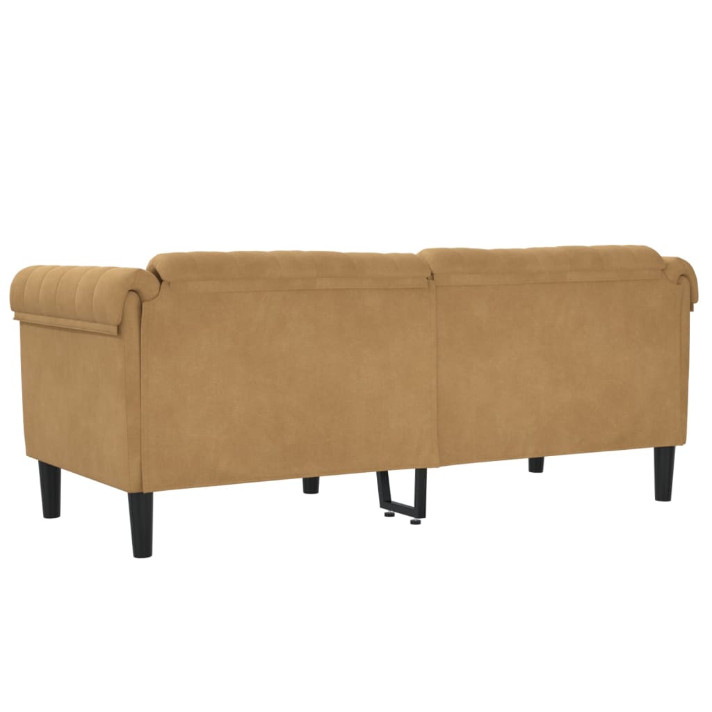 vidaXL Sofa 2-Seater Brown Faux Suede Leather-4