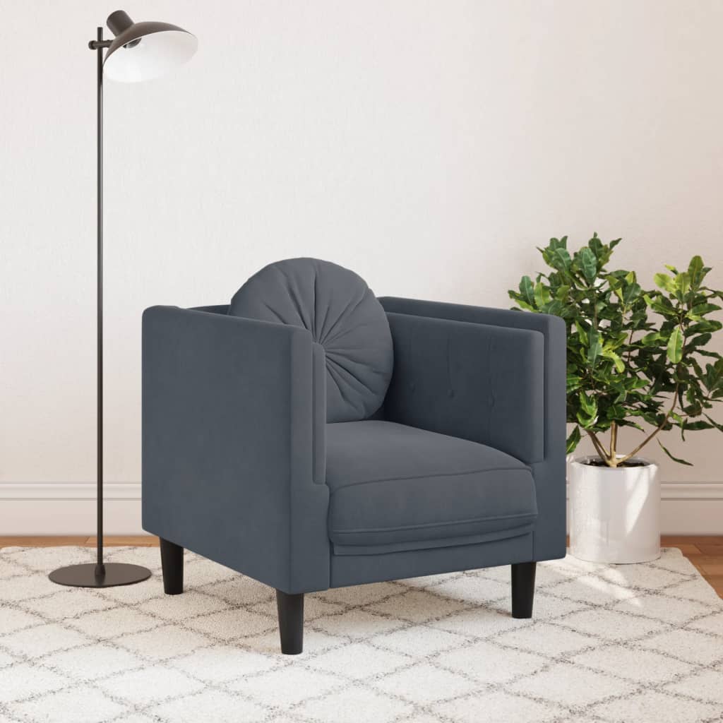 vidaXL Sofa Chair with Cushion Dark Gray Velvet-1