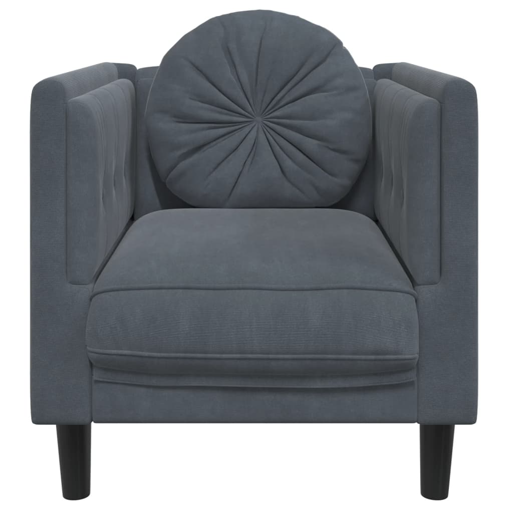 vidaXL Sofa Chair with Cushion Dark Gray Velvet-2