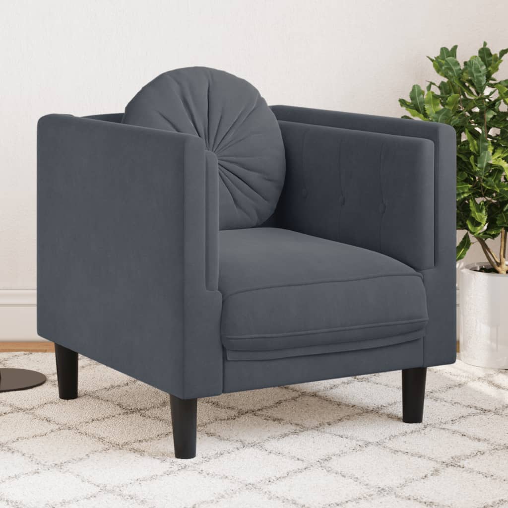 vidaXL Sofa Chair with Cushion Dark Gray Velvet-0