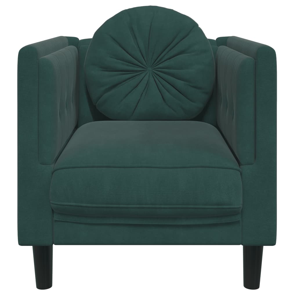 vidaXL Sofa Chair with Cushion Dark Green Velvet-2