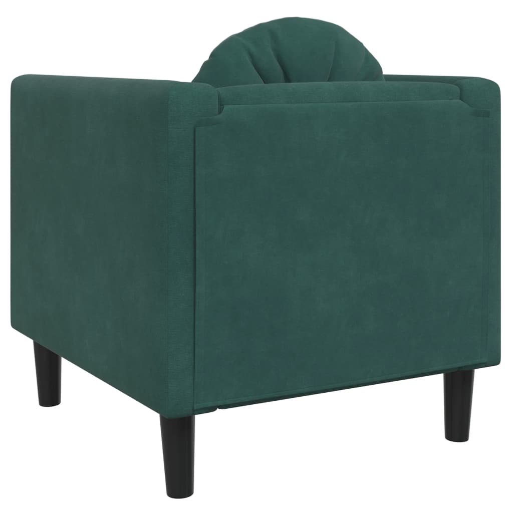 vidaXL Sofa Chair with Cushion Dark Green Velvet-4