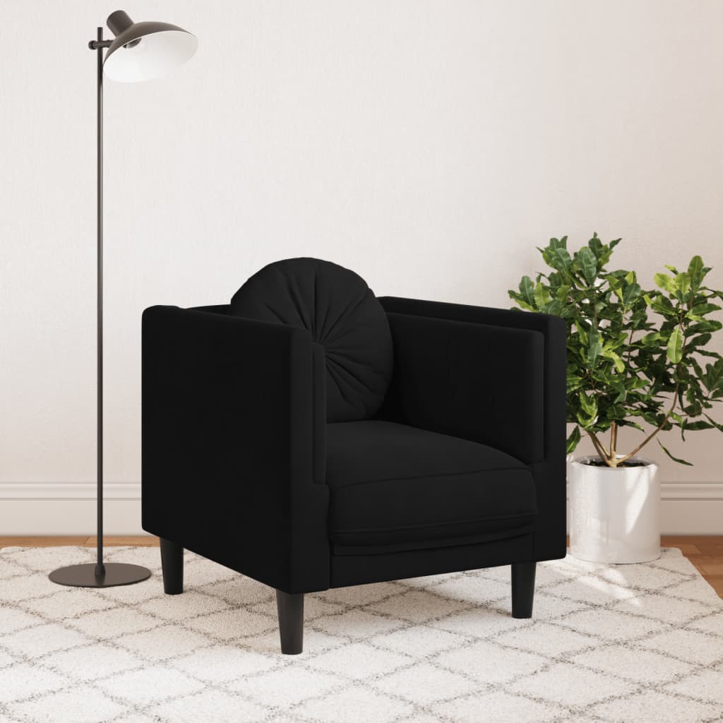 vidaXL Sofa Chair with Cushion Black Velvet-1