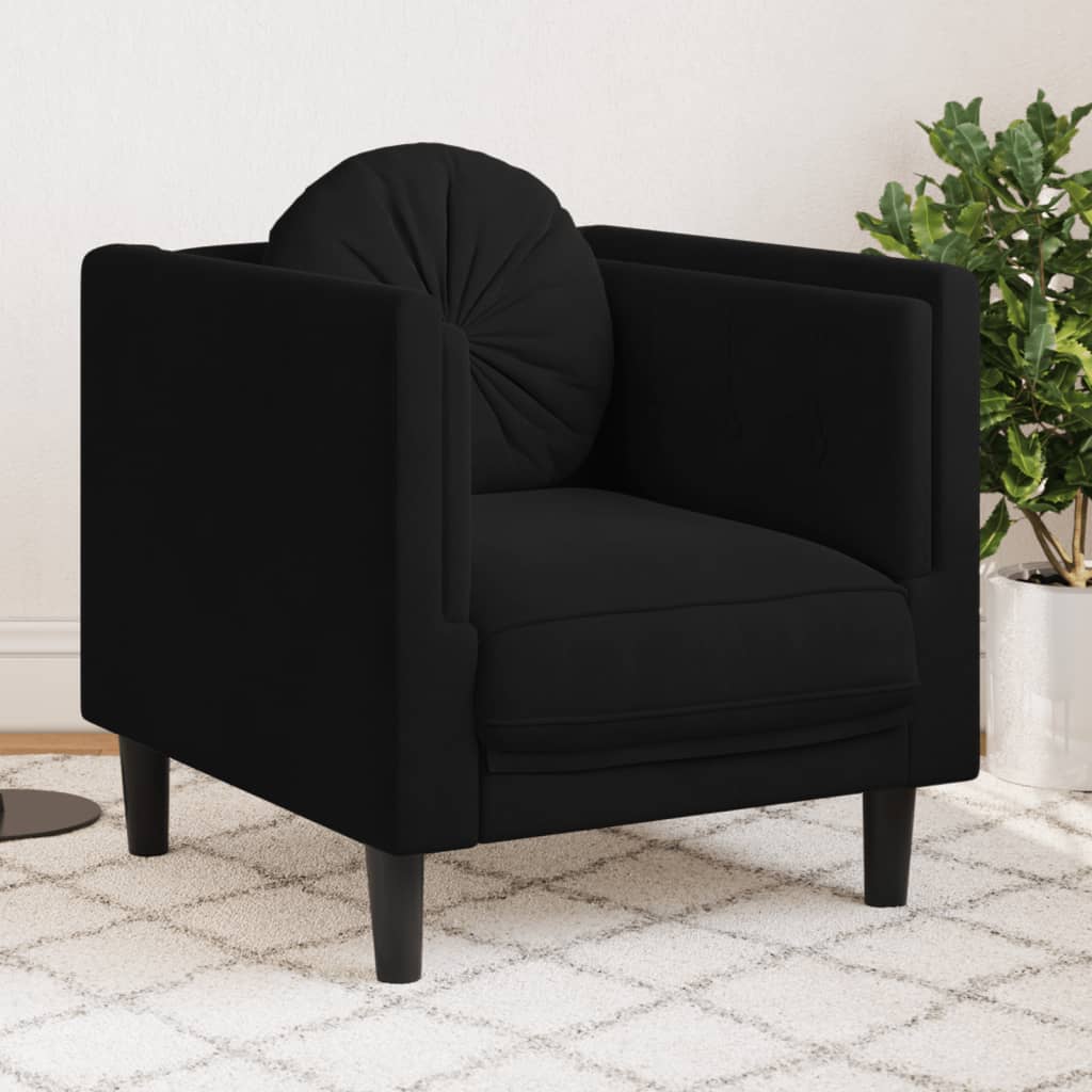 vidaXL Sofa Chair with Cushion Black Velvet-0