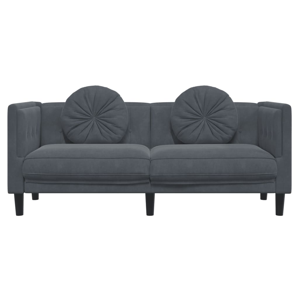 vidaXL Sofa with Cushions 2-Seater Dark Gray Velvet-2