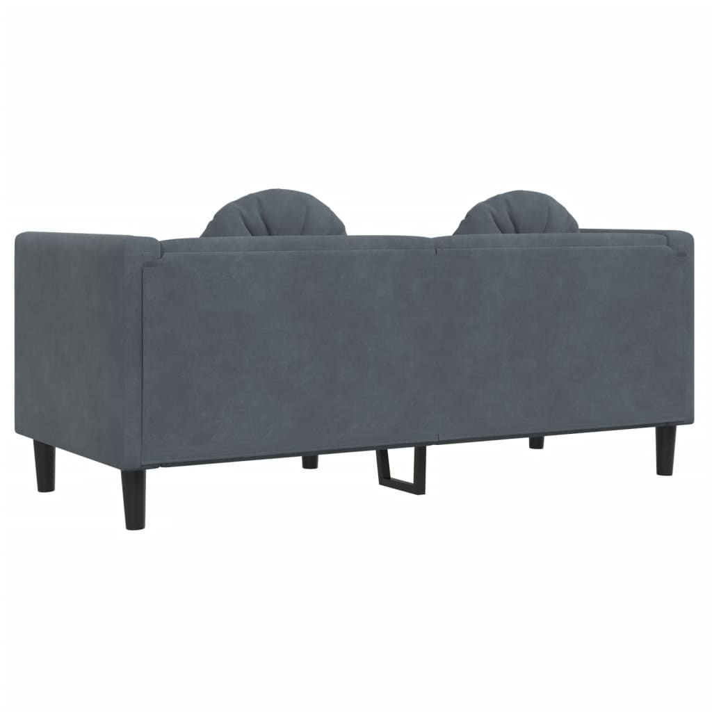 vidaXL Sofa with Cushions 2-Seater Dark Gray Velvet-4