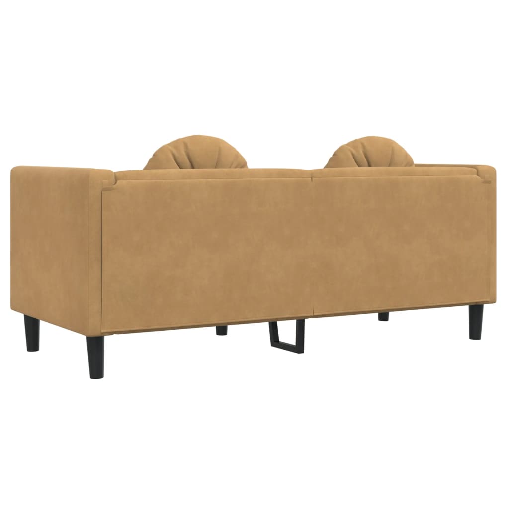 vidaXL Sofa with Cushions 2-Seater Brown Faux Suede Leather-4