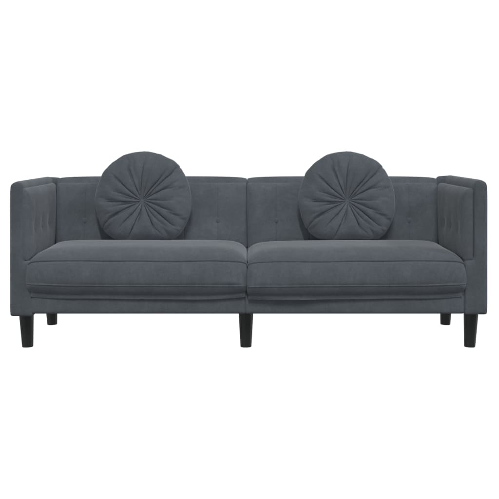 vidaXL Sofa with Cushions 3-Seater Dark Gray Velvet-2