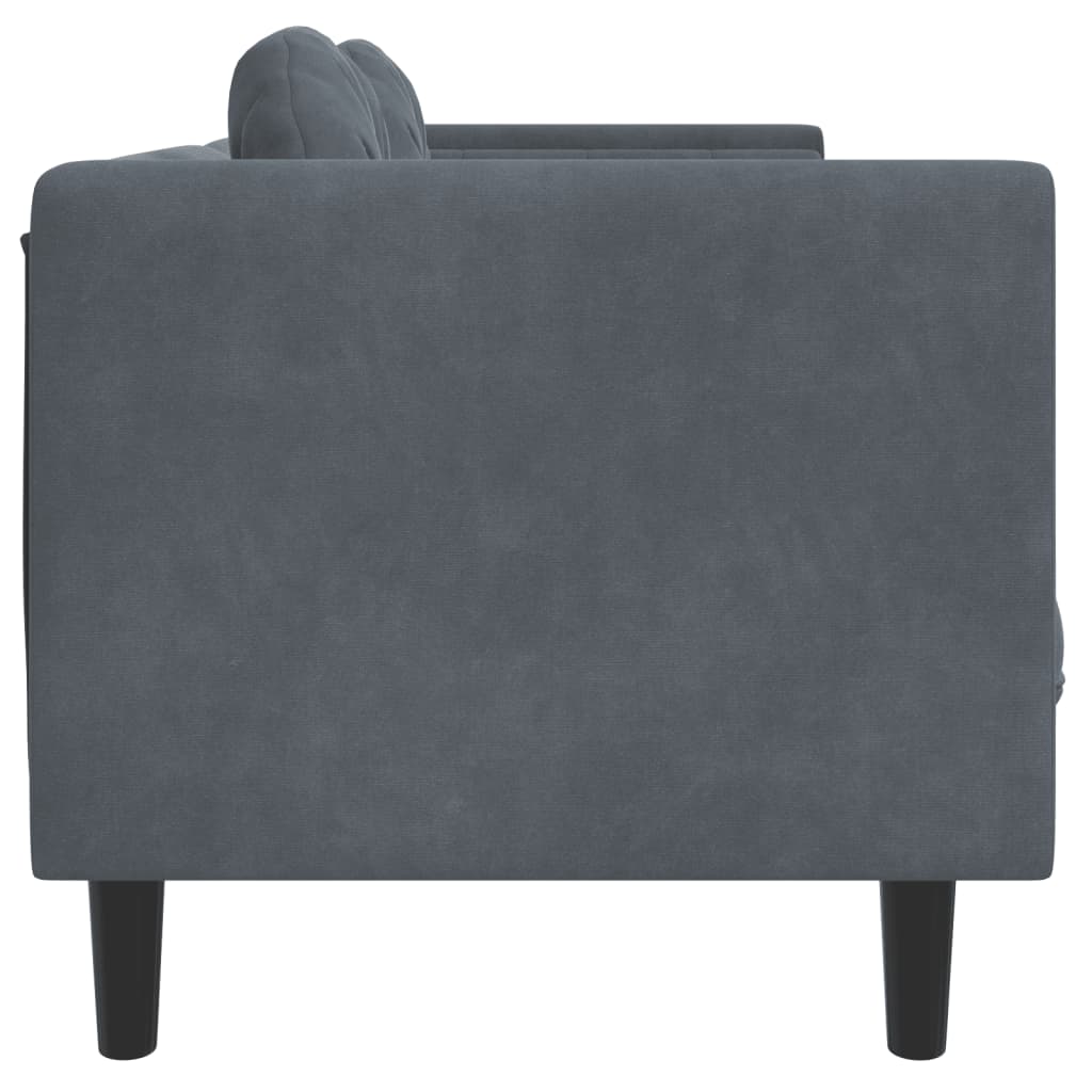 vidaXL Sofa with Cushions 3-Seater Dark Gray Velvet-3