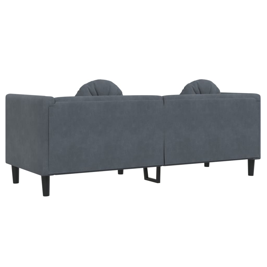 vidaXL Sofa with Cushions 3-Seater Dark Gray Velvet-4