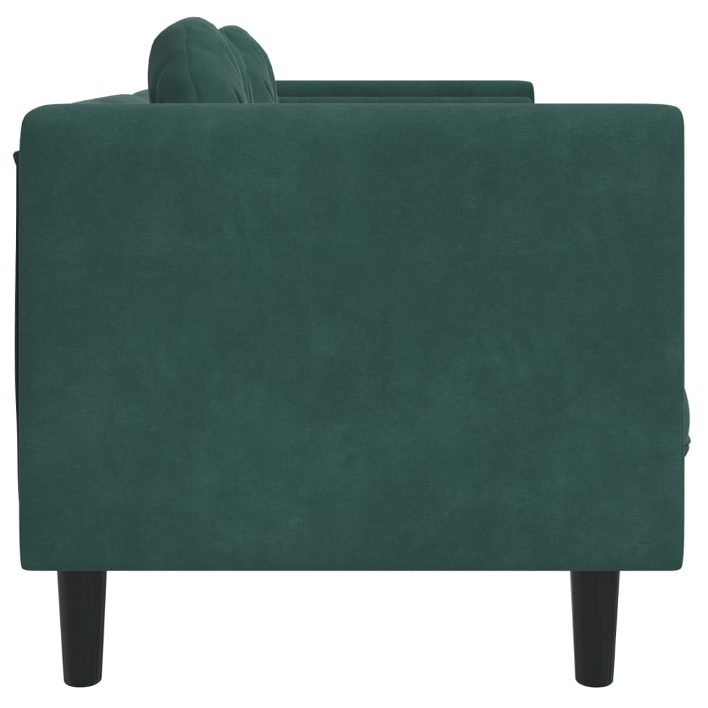 vidaXL Sofa with Cushions 3-Seater Dark Green Velvet-3