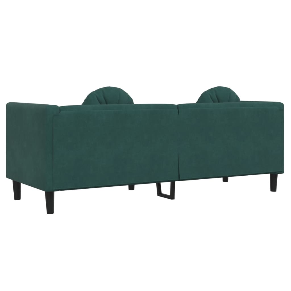 vidaXL Sofa with Cushions 3-Seater Dark Green Velvet-4