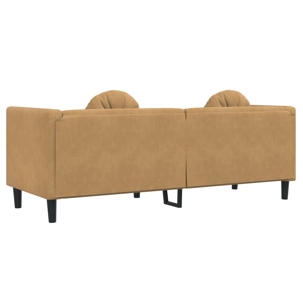 vidaXL Sofa with Cushions 3-Seater Brown Faux Suede Leather-4