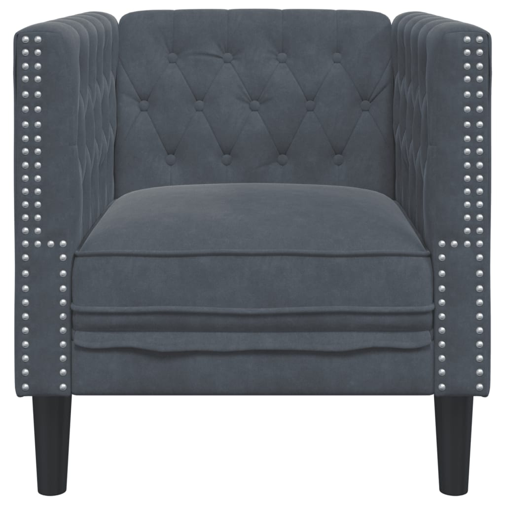 vidaXL Chesterfield Sofa Chair Dark Gray Velvet-3