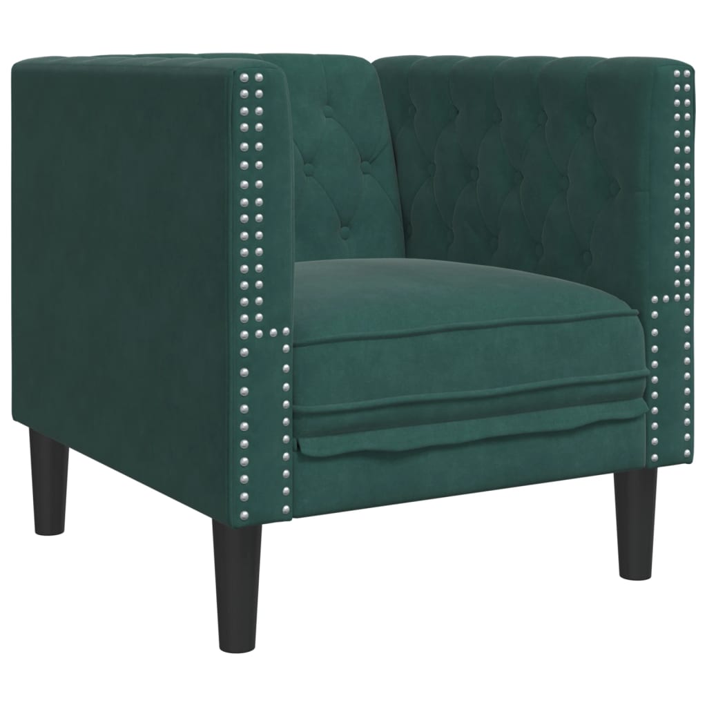 vidaXL Chesterfield Sofa Chair Dark Green Velvet-1