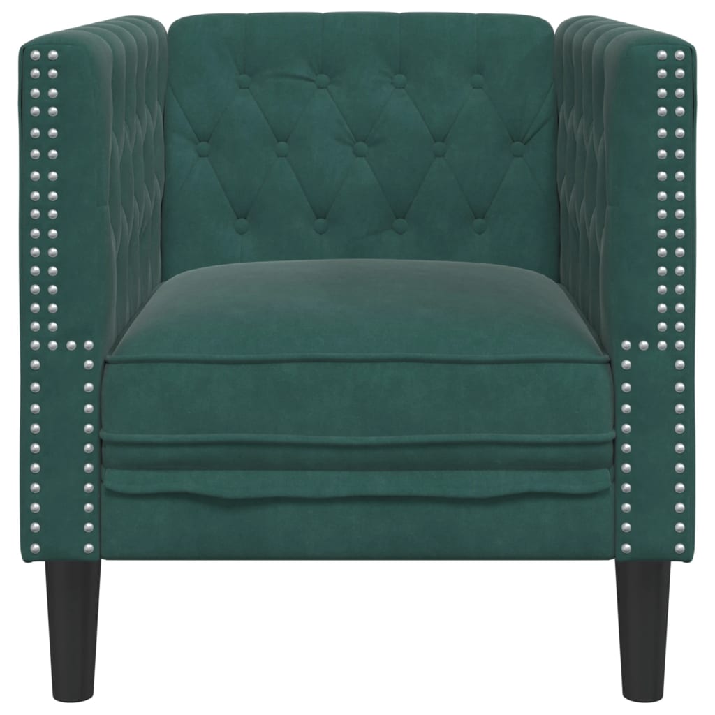 vidaXL Chesterfield Sofa Chair Dark Green Velvet-3