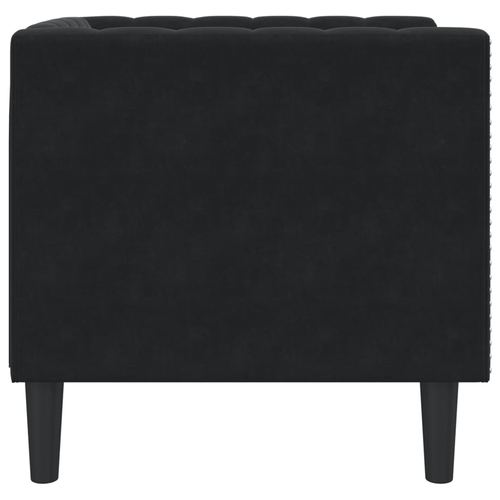 vidaXL Chesterfield Sofa Chair Black Velvet-4