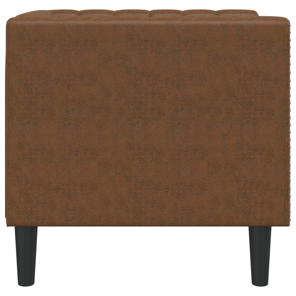 vidaXL Chesterfield Sofa Chair Brown Faux Suede Leather-4