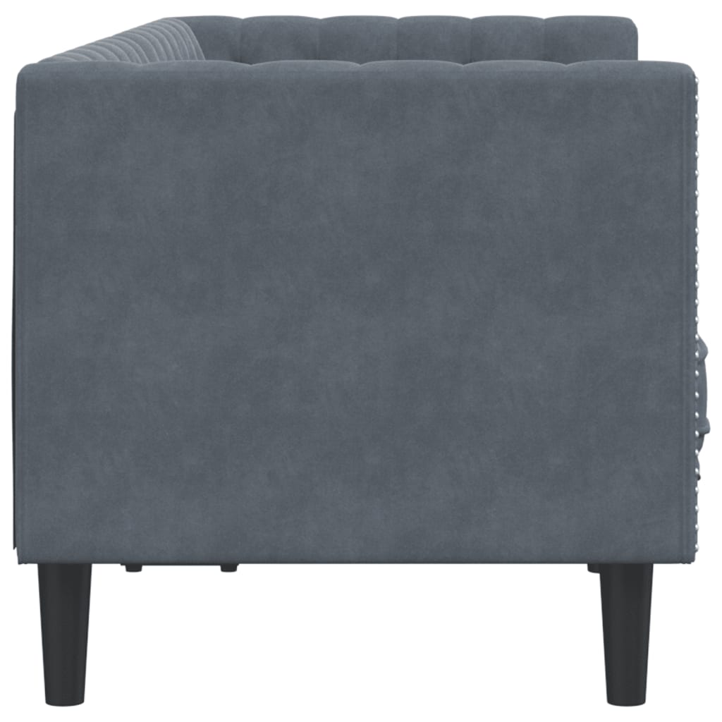 vidaXL Chesterfield Sofa with Bolsters 2-Seater Dark Gray Velvet-4