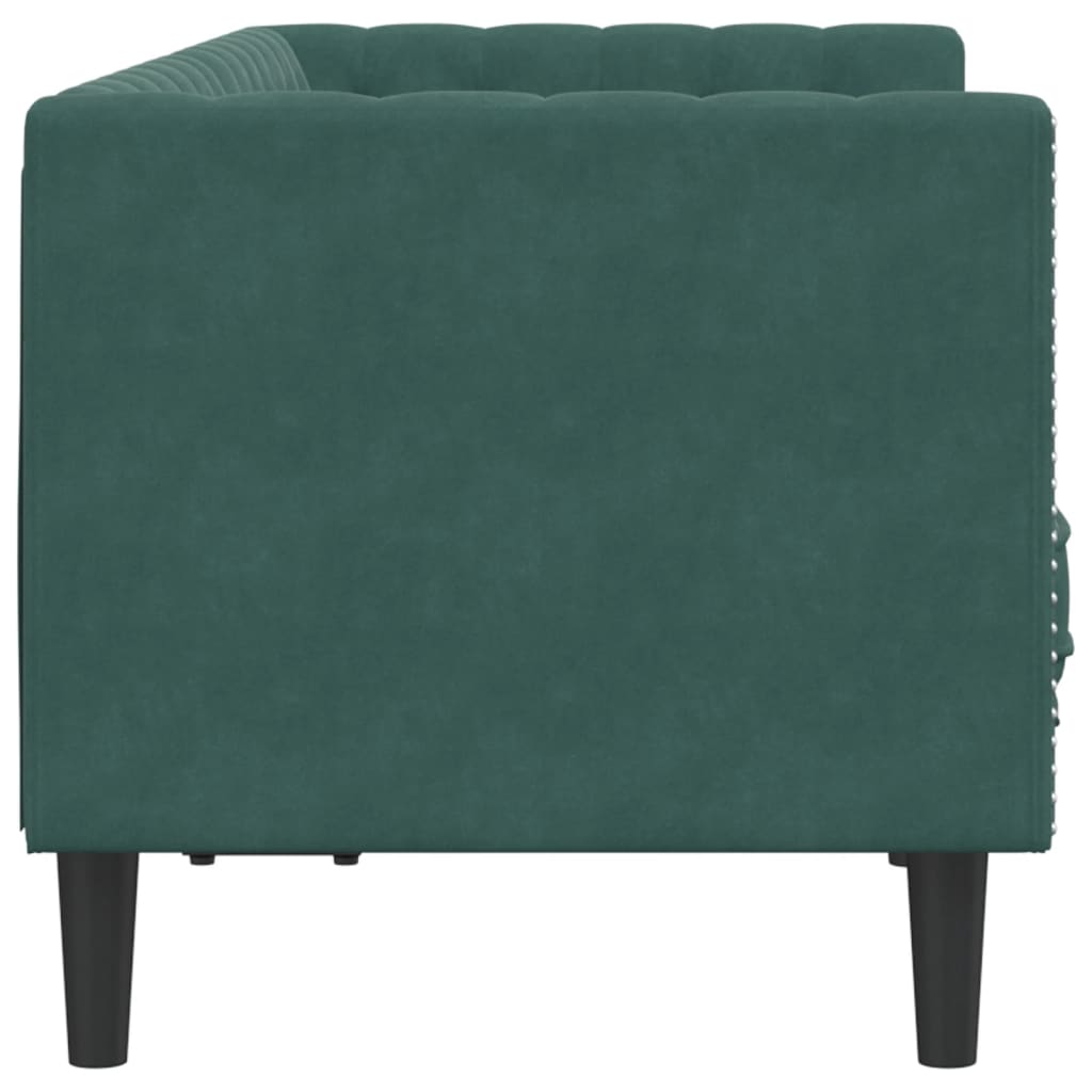 vidaXL Chesterfield Sofa with Bolsters 2-Seater Dark Green Velvet-4