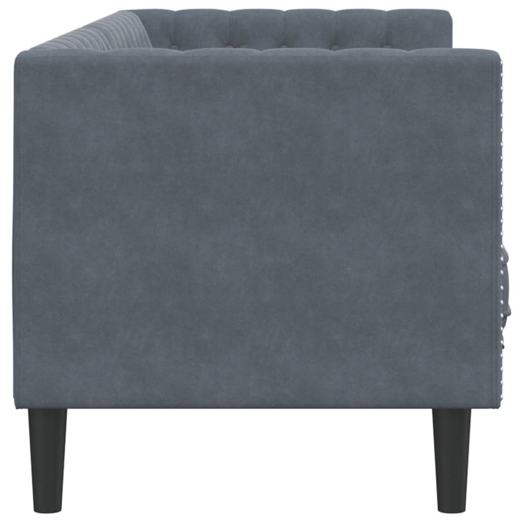 vidaXL Chesterfield Sofa with Bolsters 3-Seater Dark Gray Velvet-4