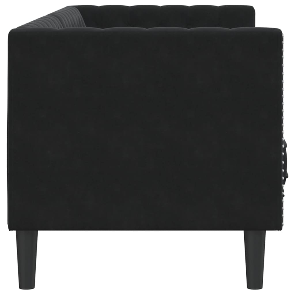 vidaXL Chesterfield Sofa with Bolsters 3-Seater Black Velvet-4