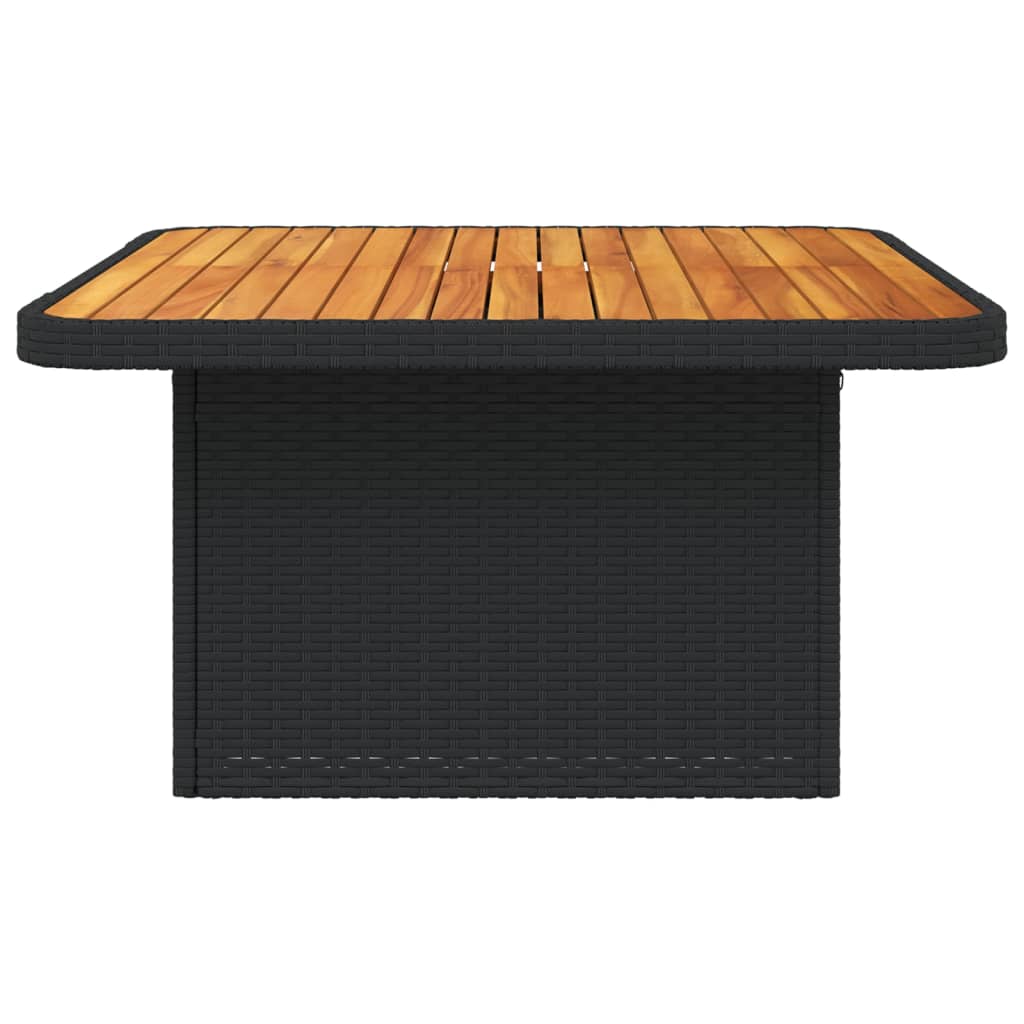 vidaXL Patio Table Black 31.5"x31.5"x28" Poly Rattan and Acacia Wood-2