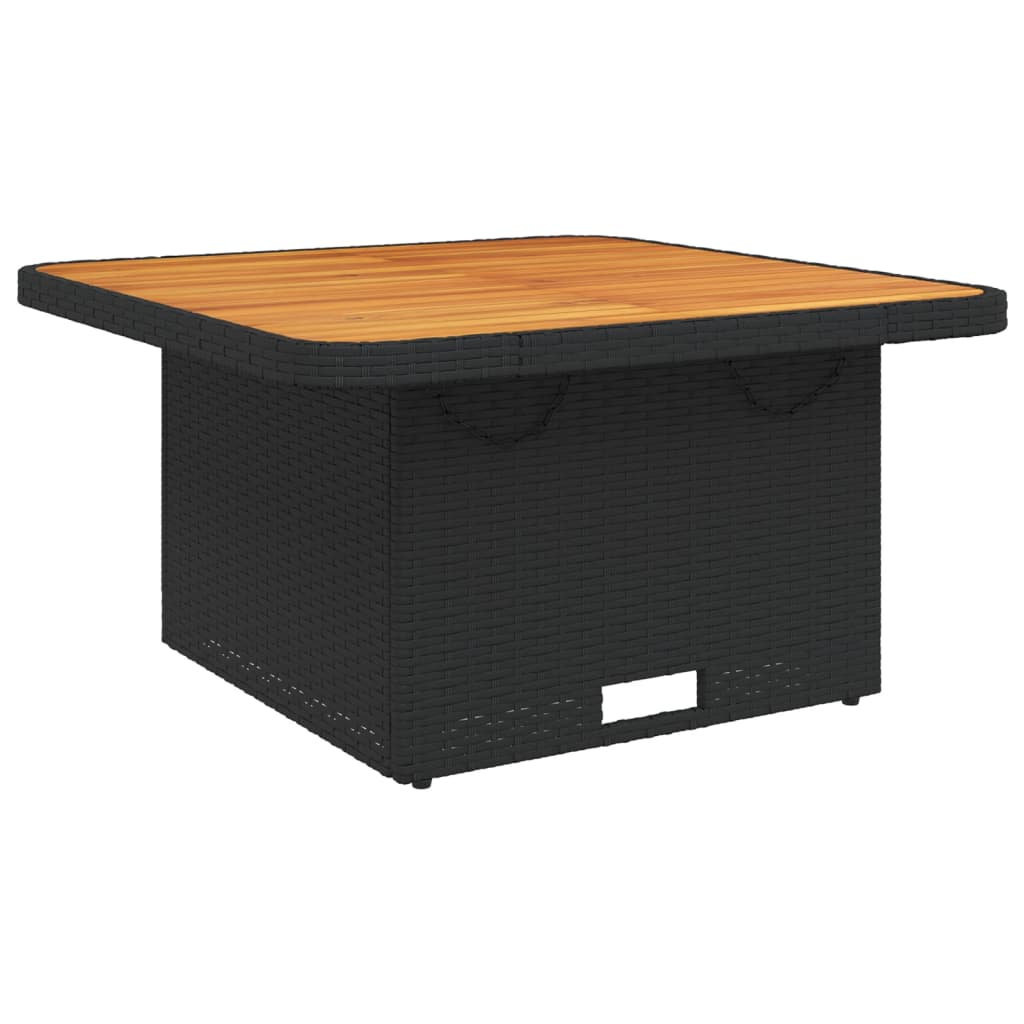 vidaXL Patio Table Black 31.5"x31.5"x28" Poly Rattan and Acacia Wood-3