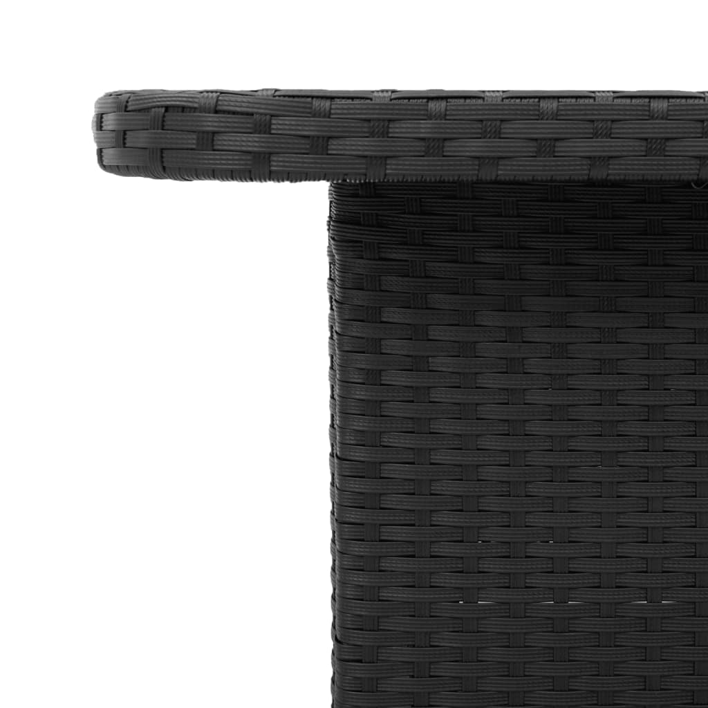 vidaXL Patio Table Black 31.5"x31.5"x28" Poly Rattan and Acacia Wood-4