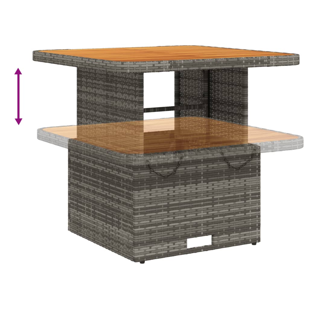 vidaXL Patio Table Gray 31.5""x31.5""x28"" Poly Rattan and Acacia Wood-1