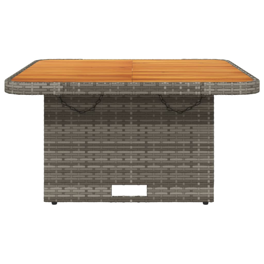 vidaXL Patio Table Gray 31.5""x31.5""x28"" Poly Rattan and Acacia Wood-2